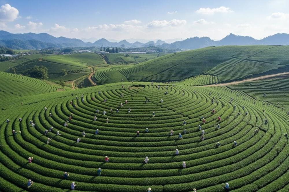 Đồi ch&egrave; h&igrave;nh tr&aacute;i tim từ tr&ecirc;n cao